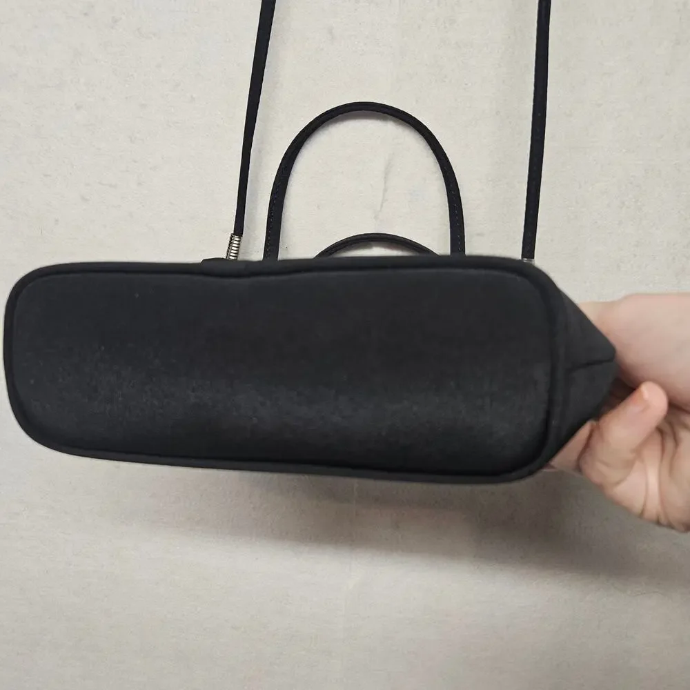 Vintage Esprit Black Nylon Mini Crossbody Bag Silver Hardware Y2K Top Handle